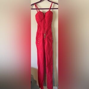 Colombian Xceso Pink Strappy Sexy Jumpsuit
